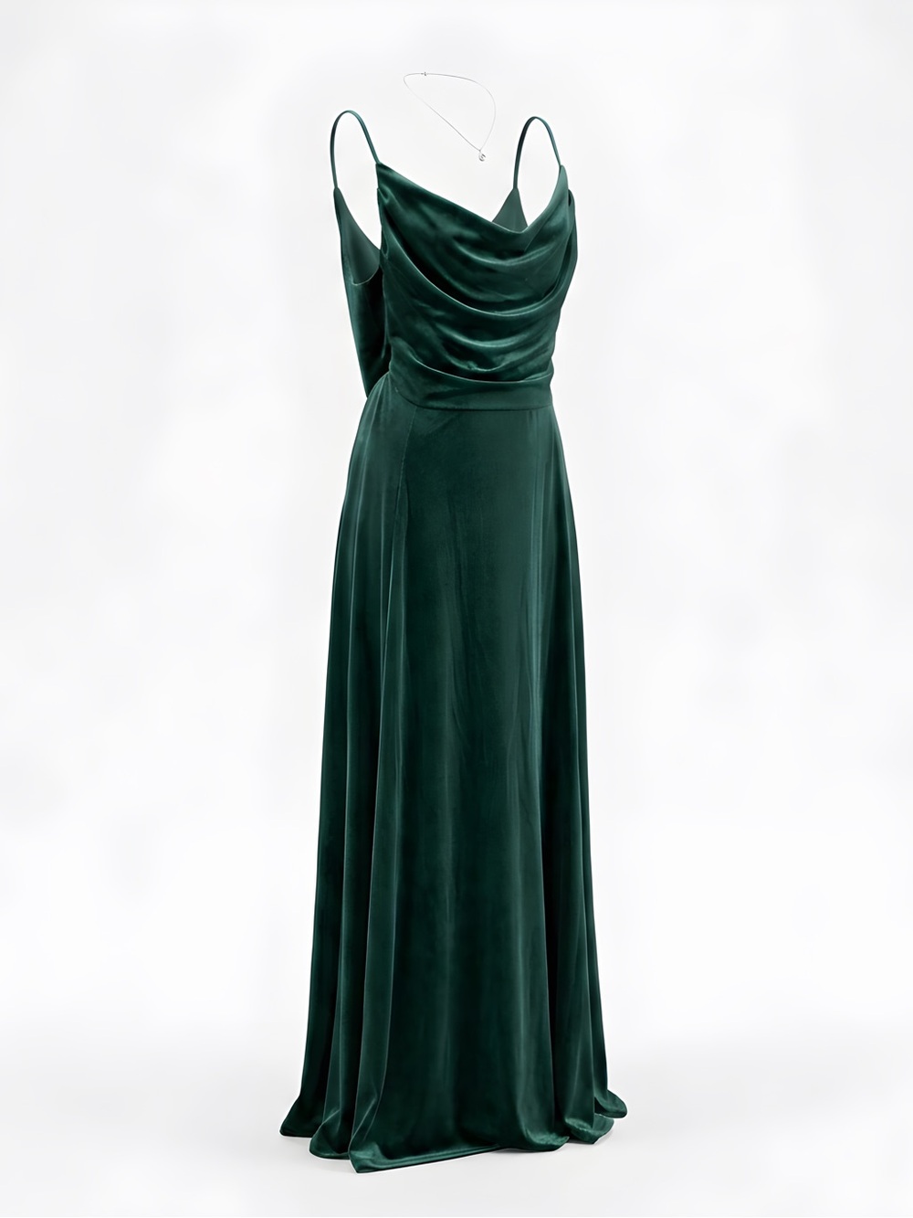 DB Studio Gem / Emerald Velvet Cowl Maxi Dress with Spaghetti Straps